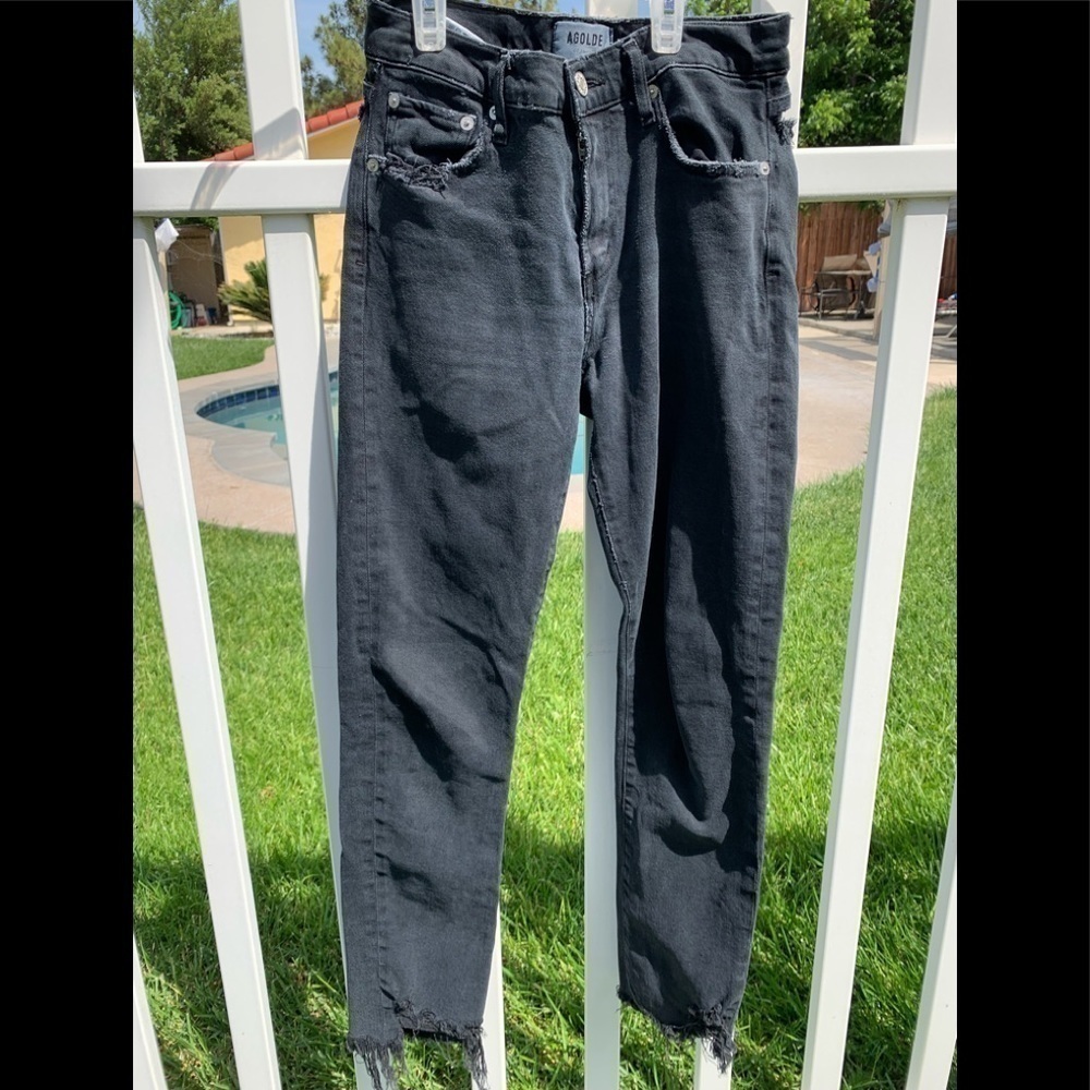 Agolde Toni Mid Rise fray Straight denim jeans